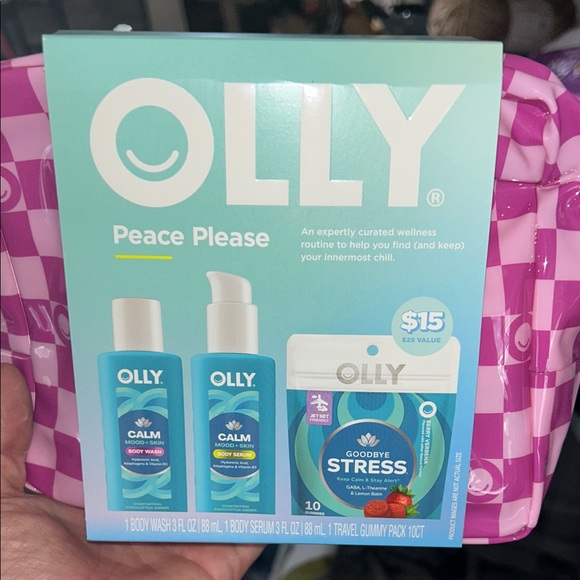 Accessories - Olly Peace Please Set with Pink Checkered Bag